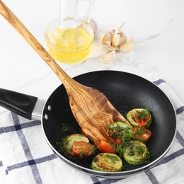 Spatule en bois d'olivier | Ciré de qualité alimentaire | Tourneur plat