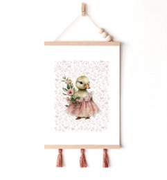Duck nursery art print, duck poster, baby duck poster, pink girls room poster, cute duck print, girls nursery art print, girls room decor