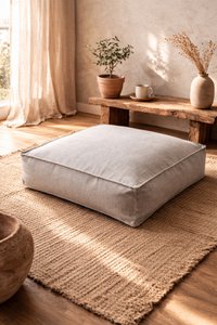 Linen Cru Pouf and floor seat