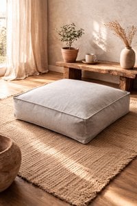 Linen Cru Pouf and floor seat
