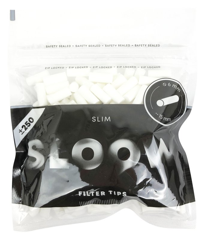 SLOOW Filtros de cigarrillos Bolsa con cierre resellable de 250 piezas Tamaño delgado 6 mm