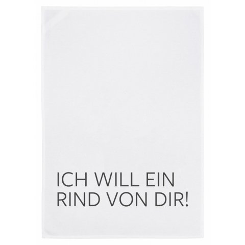 Tea towel white, I WANT A CATTLE FROM YOU, gray