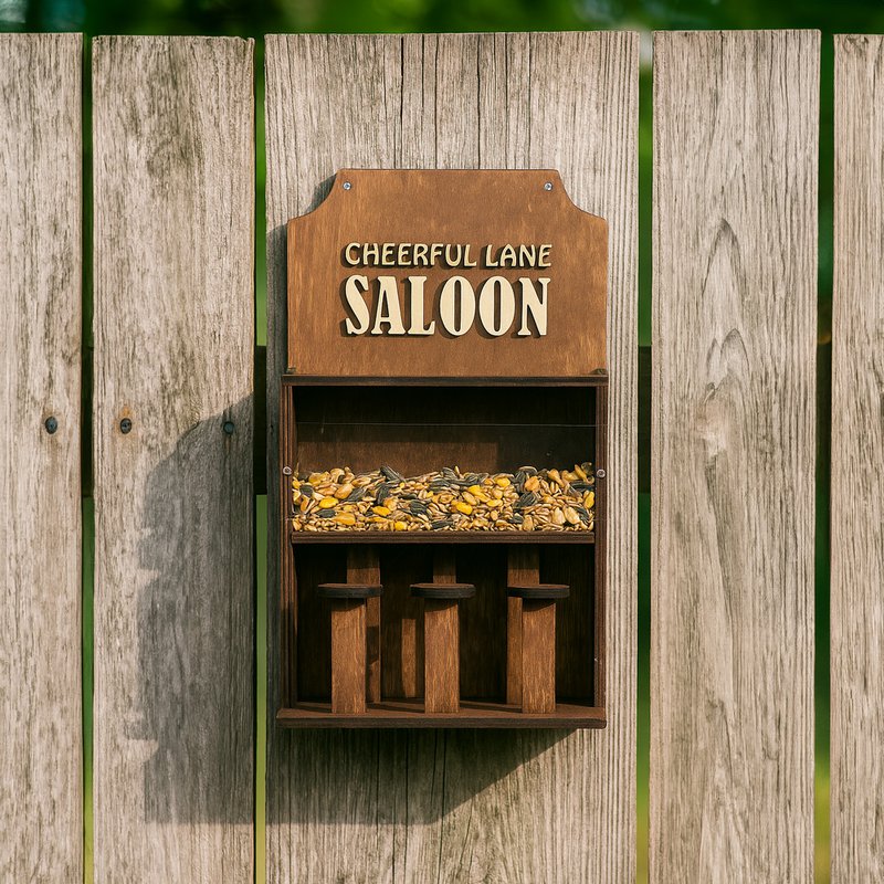Mangeoire à oiseaux en bois « Saloon », décor élégant de jardin et de balcon, cadeau pour les amoureux des oiseaux