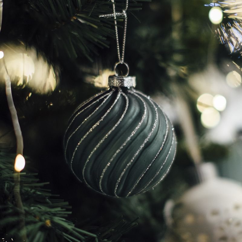 NAVIDAD - BOLA CRISTAL 8CM  DETALLE PURPURINA HH3046375 NO11