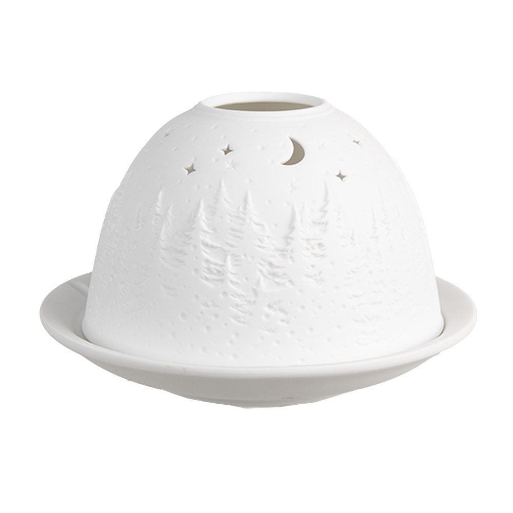 Waxinelichthouder Ø 12x8 cm Wit Porselein Boom