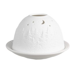Waxinelichthouder Ø 12x8 cm Wit Porselein Boom