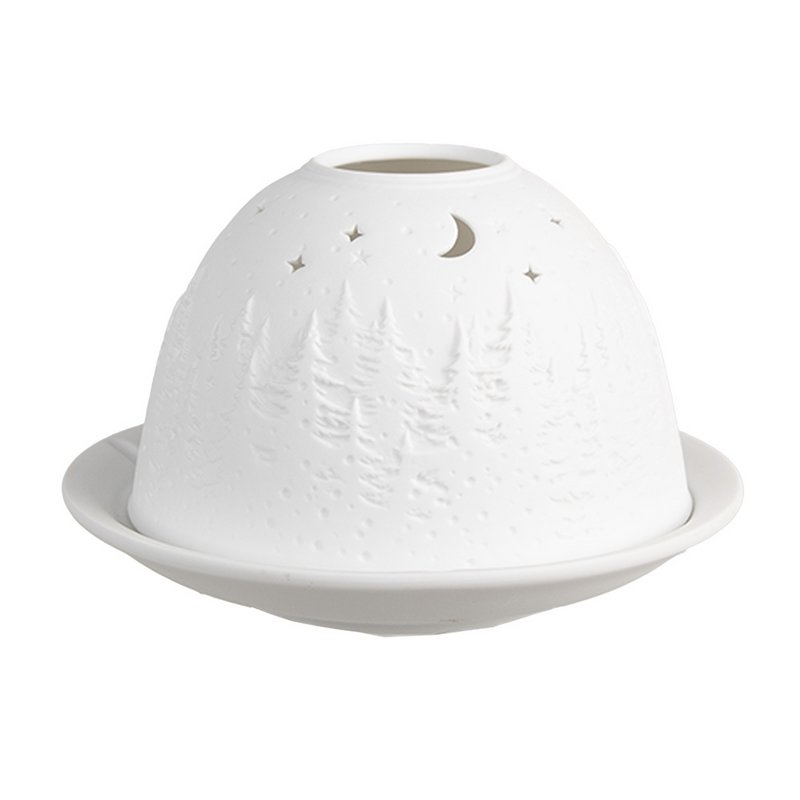 Waxinelichthouder Ø 12x8 cm Wit Porselein Boom