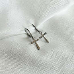 Cross Oorbellen Zilver