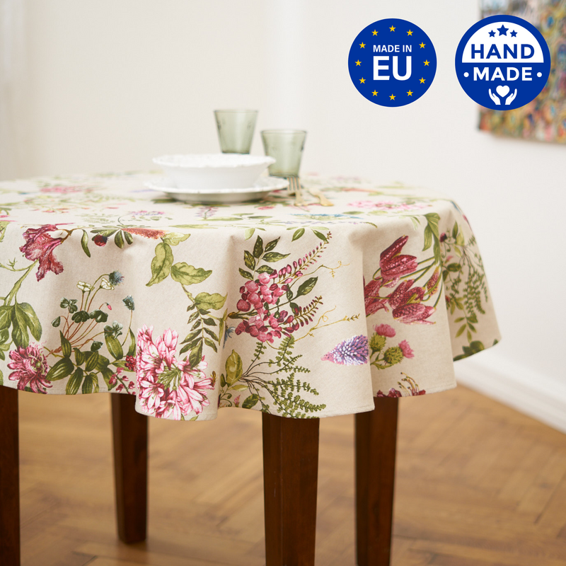 Mantel redondo floral, mezcla de polialgodón, estampado | Botánico