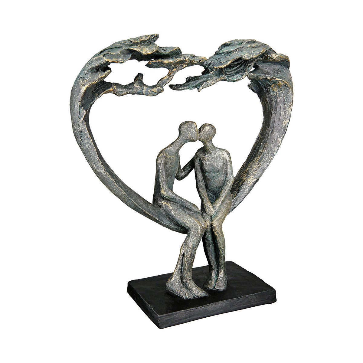 Sculpture Heart Kiss under Tree H.30 cm