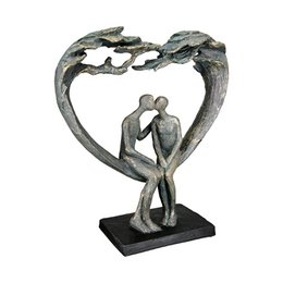 Skulptur Hjertekys under træ H.30 cm