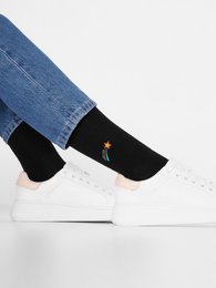 Organic Shooting Star Socks - Black tennis socks with embroidered shooting star