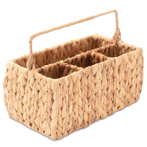 Table butler with four compartments, braided from water hyacinth