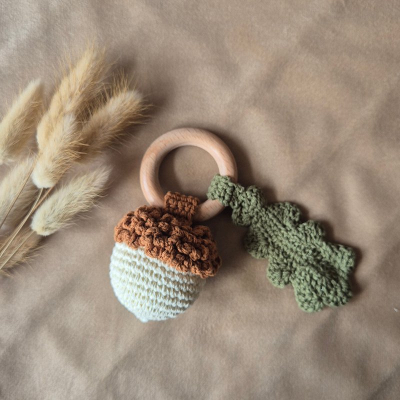 Handmade crocheted rattle - Acorn Autumn