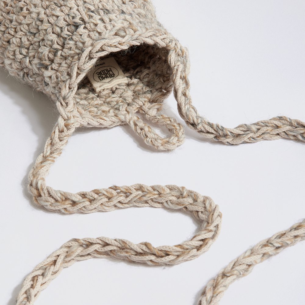 Funda para teléfono de crochet “Elise lana + algodón” beige