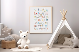 Affiche d'apprentissage Alphabet à l'aquarelle modèle unique