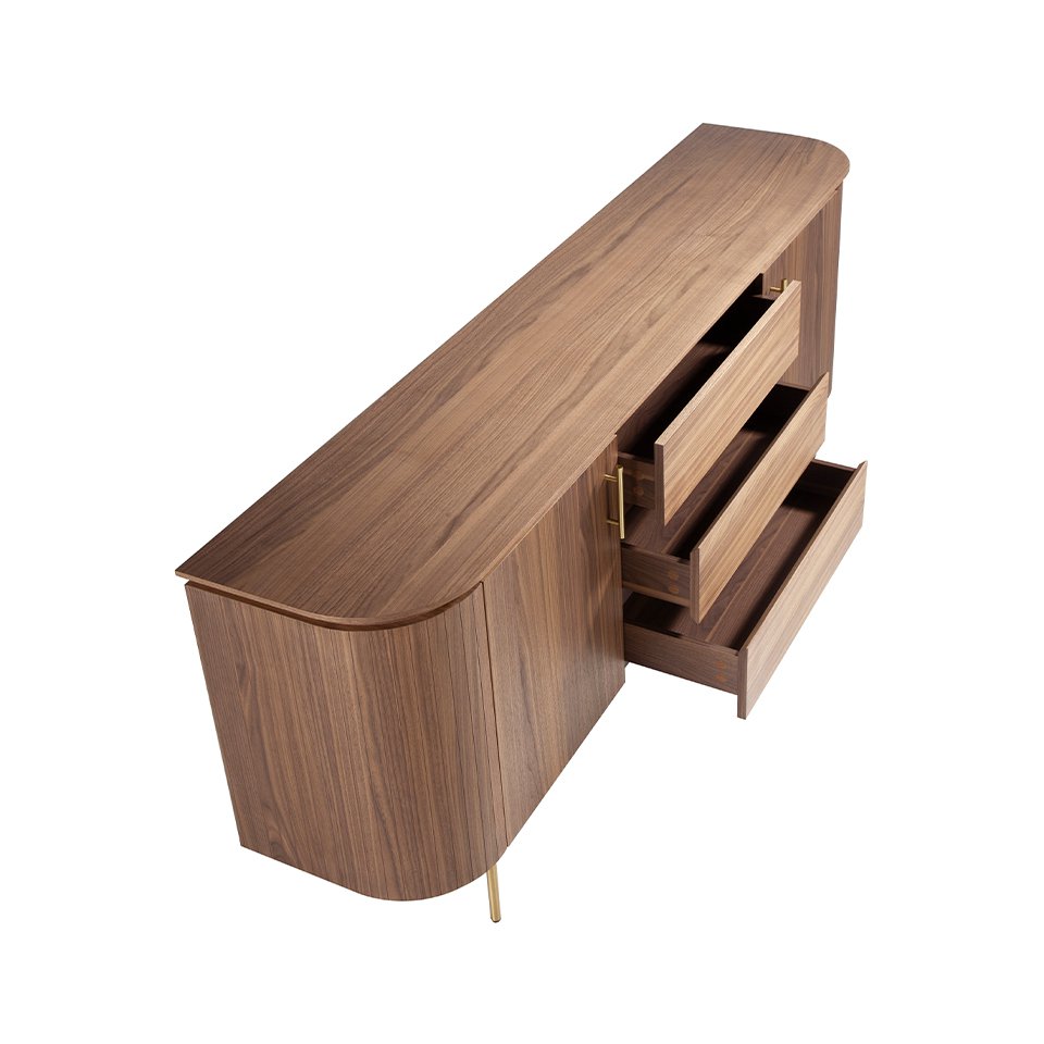 Sideboard in walnut wood and golden steel 3228