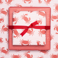 Rotes Geschenkpapier Krabbe - Kinder Geschenkpapier Meerestiere, maritime Geschenkverpackung Sommer