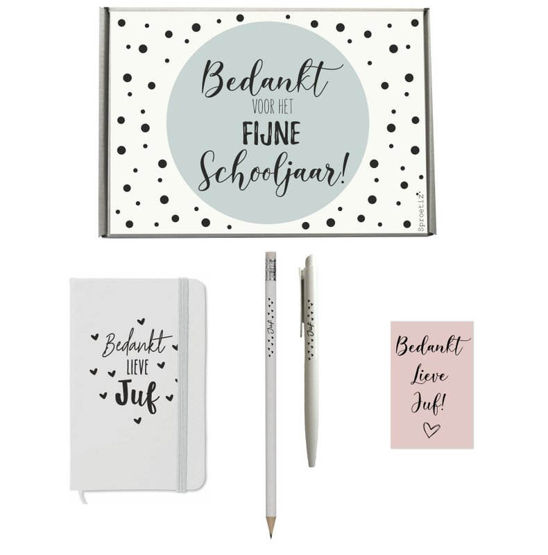 Coffret cadeau Juf blanc - merci bonne année scolaire