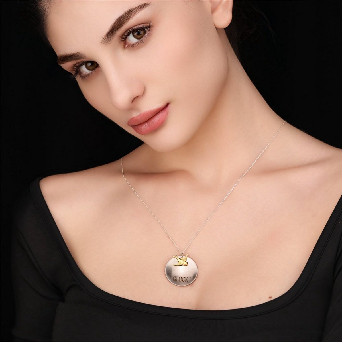 Collier CHANCE avec hirondelle - Argent sterling 925 - K925-113