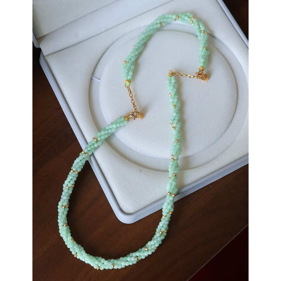 Lucky Jade Flettet Halskæde & Armbånd Sæt
