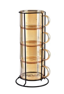 PETER HONEY Set of 4 cups on stand 350ml