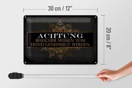 Blikskilt opslag 20x30 cm besøgende skal godkendes af hundeskiltet