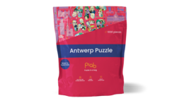  Colorful 1000-piece puzzle featuring iconic characters and landmarks from Antwerp, Belgium. Includes a variety of shapes, patterns, and details to discover.