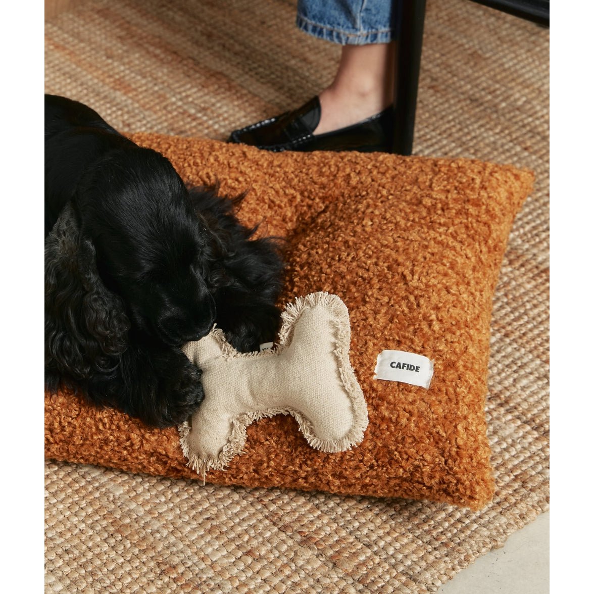 Mustard Shearling Dog Bed Cushion, Bela