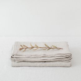 Natural Stripes Linen Flat Sheet