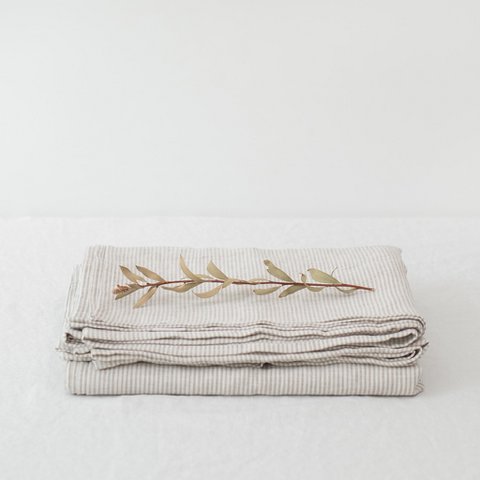 Natural Stripes Linen Flat Sheet