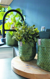 SIZO Knitted Paper Bag Olive med vandtæt biologisk nedbrydeligt for