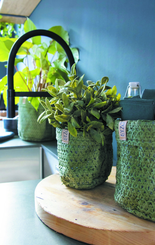 SIZO Knitted Paper Bag Olive med vandtæt biologisk nedbrydeligt for