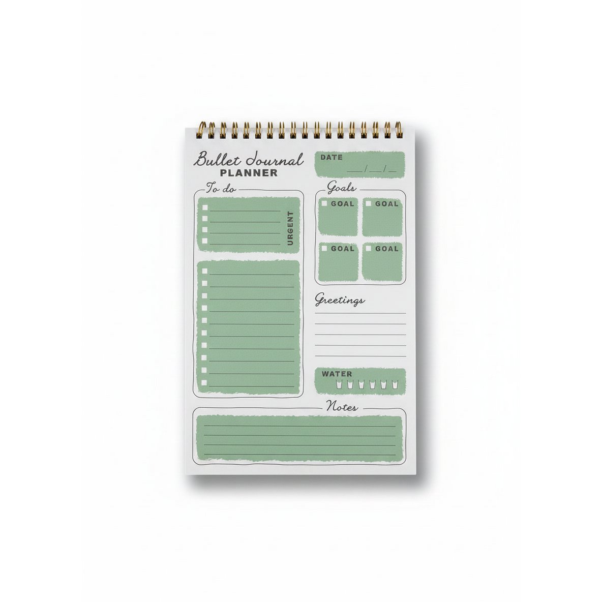 Daily Goals Bullet Journal Planner - Green Layout