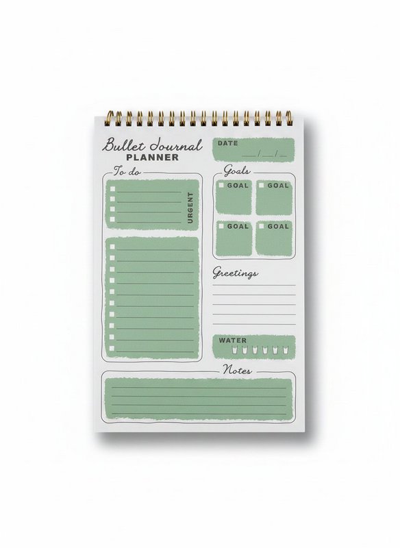 Planificador Bullet Journal de objetivos diarios - Diseño verde