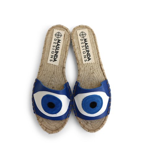 Evil Eye Espadrilles Slides - Blauw