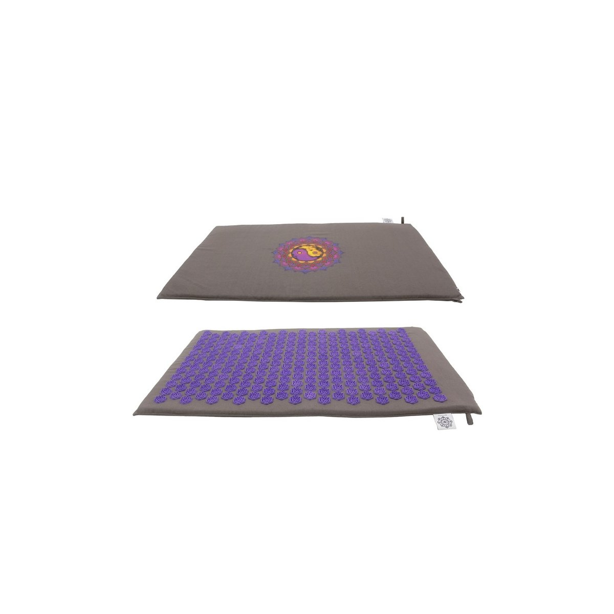 Tapis d'acupression/Shakti gris avec pointe violette (Ying Yang)