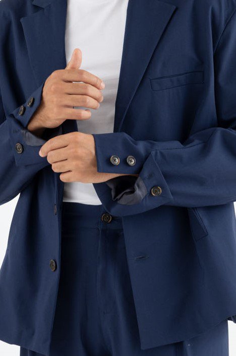 Unstructured wool blazer in blue Made in Italy