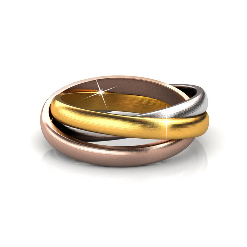 Bague 3 Realms Argenté, Doré, Or Rose et Cristal