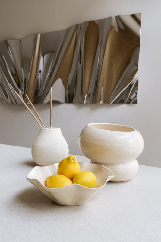 Handmade bowl Kate from Portuguese ceramics 25 x 8 cm matt gloss ecru