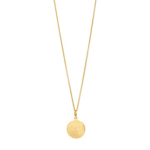 Halskette Plättchen 14mm, 50cm lang, 18 K gelbgold vergoldet