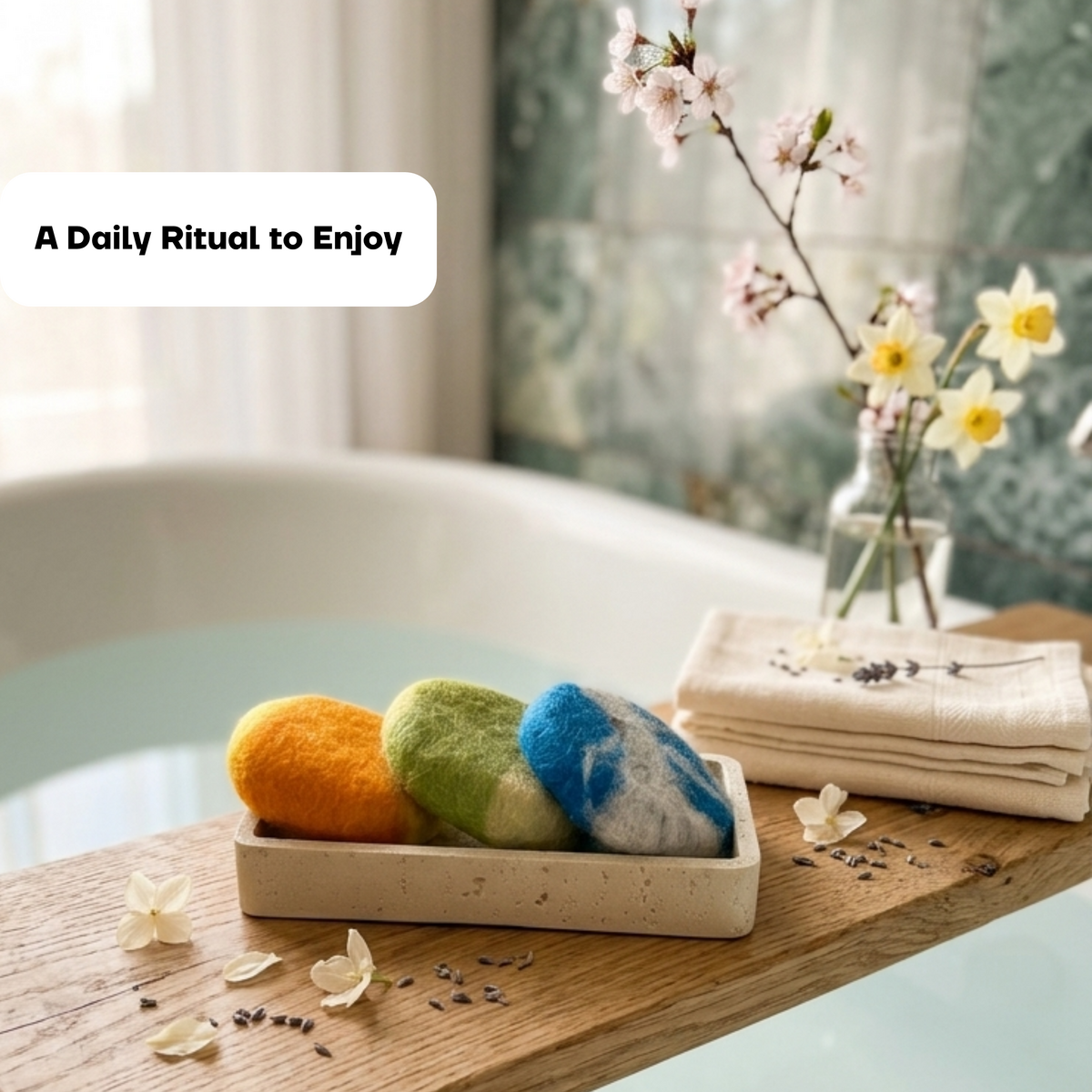 Set regalo di sapone alla glicerina in feltro (3 × 100 g)