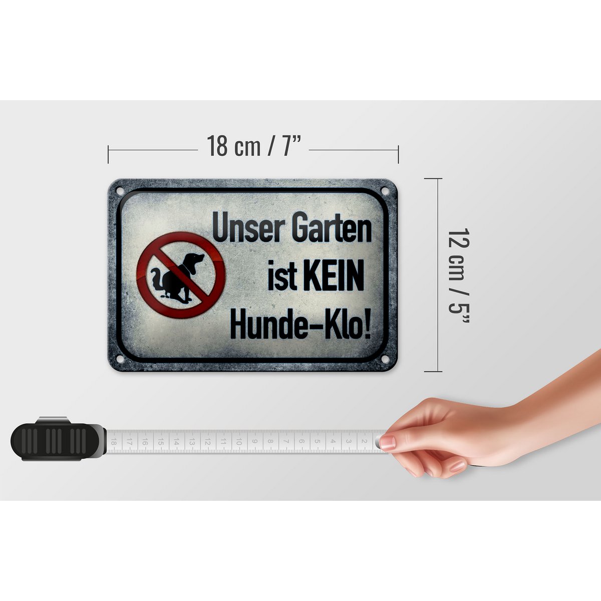 Tin sign notice 18x12cm our garden no dog toilet decoration