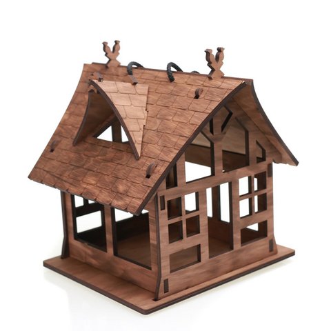 Bird Feeder, Wooden Hanging Bird Feeder House Shape