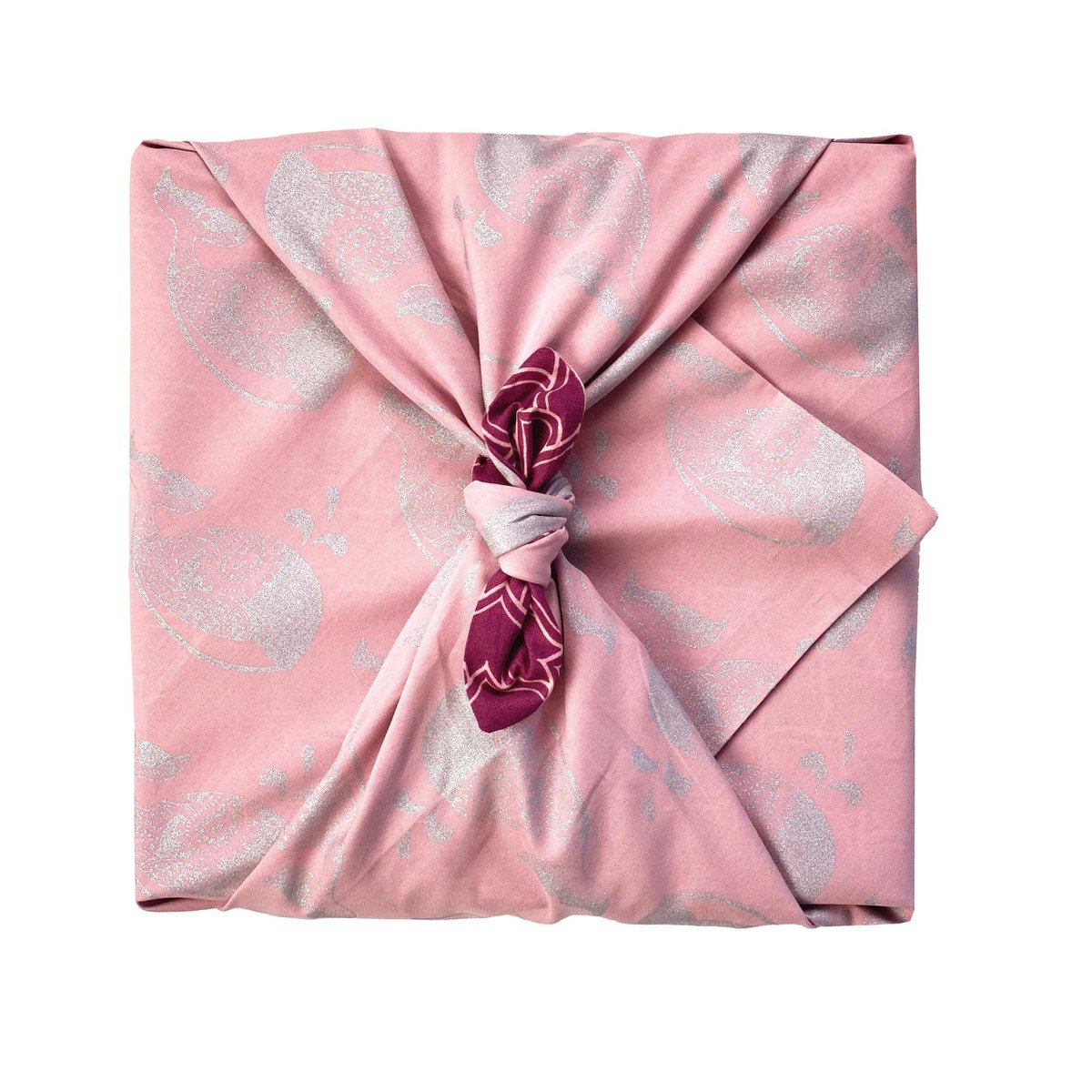 Furoshiki Cadeauverpakking Blush Whales & Maroon Arches Stof Cadeauverpakking - Dubbelzijdig (omkeerbaar)