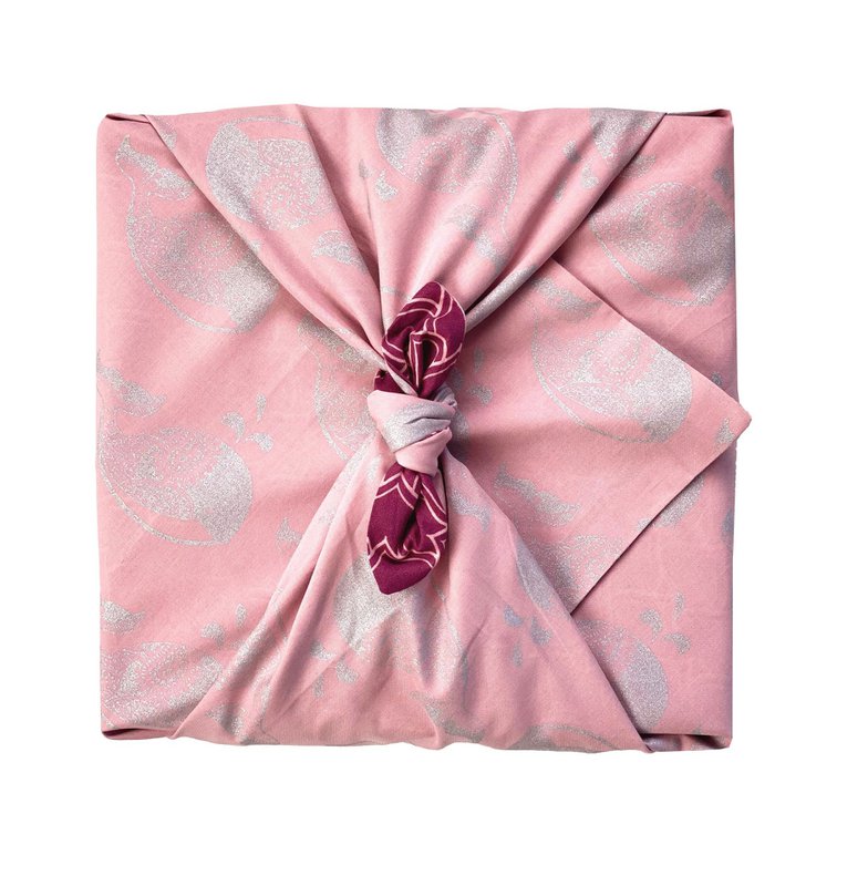 Furoshiki Gift Wrap Blush Whales & Maroon Arches Fabric Gift Wrap - Doble cara (Reversible)