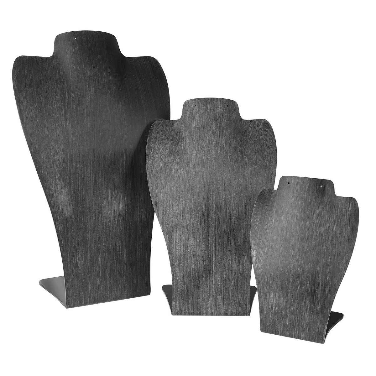 Plastic busts, set of 3, brushed black