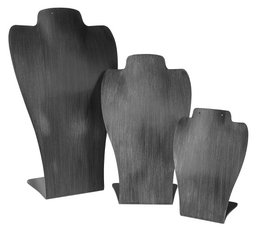 Plastic busts, set of 3, brushed black
