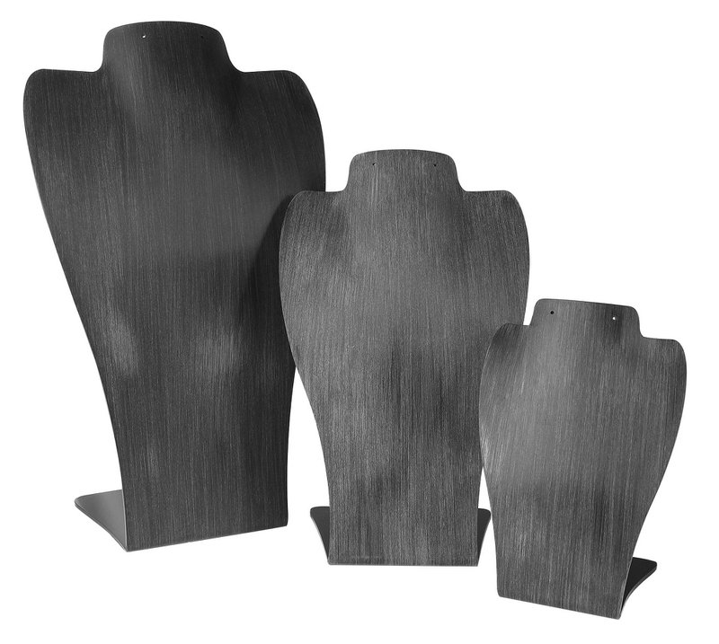 Plastic busts, set of 3, brushed black