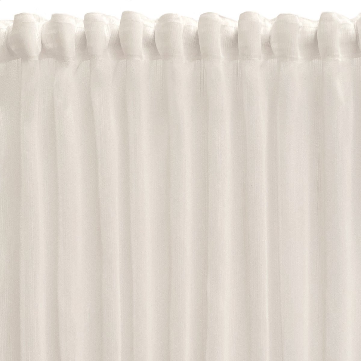 Rideau translucide en ruban multifonction. Rideaux de qualité fabriqués avec des matériaux recyclés. Couleur blanche. Rideaux pour salon, chambre et cuisine.
